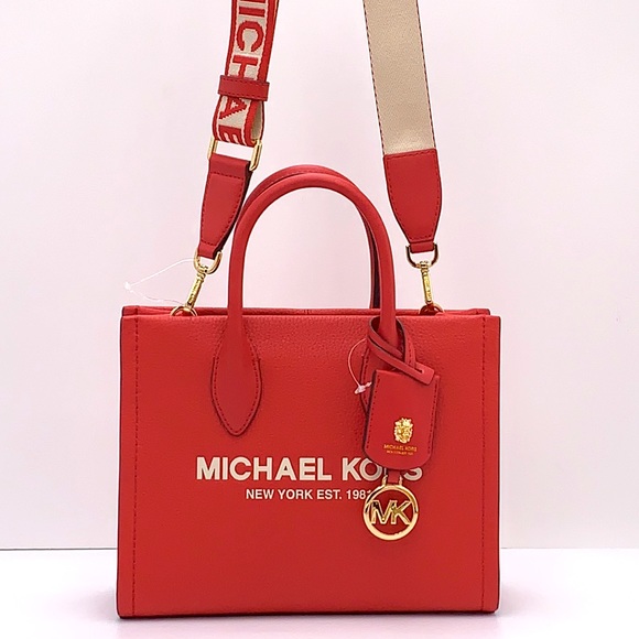 MICHAEL KORS MIRELLA SMALL SHOPPER TOP ZIP XBODY BRIGHT RED COLOR - Picture 4 of 16